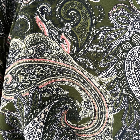 C est 1946 Women’s midi dress Large Elastic waist bell sleeves Green paisley - Picture 5 of 11